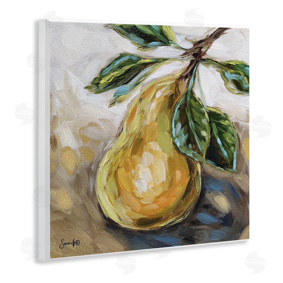Sara G. Designs Pear Still Life Painting Wooden Wall Plaque Art Print