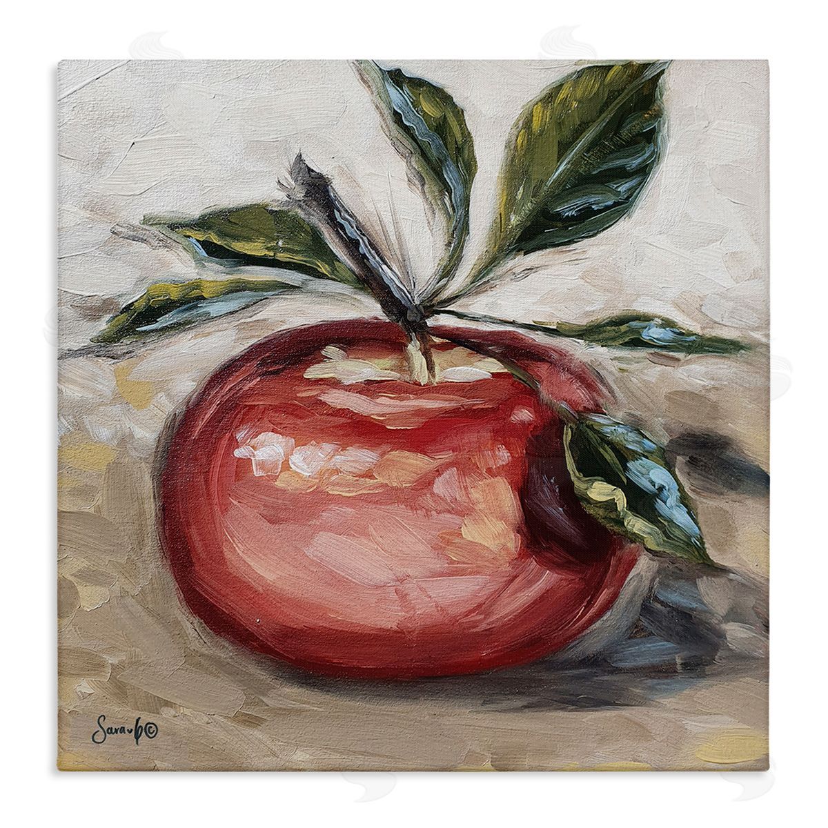 Sara G. Designs Traditional Apple Painting Stretched Canvas Wall Art Print