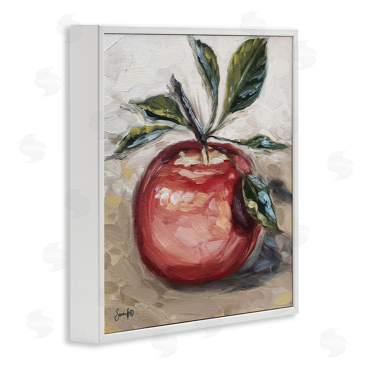 Sara G. Designs Traditional Apple Painting White Framed Glicee Wall Art Print