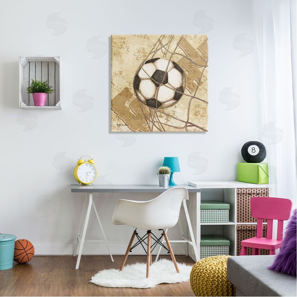 Nidhi Wadhwa Soccer Ball in Goal Canvas Wall Art in Room