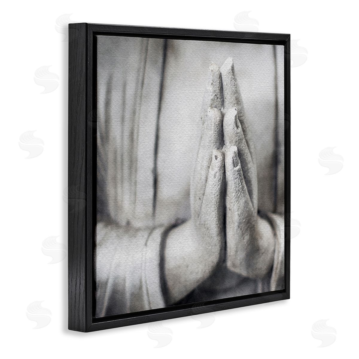 LSR Design Studio Buddha Prayer Hands Black Floating Frame Canvas Wall Art Print