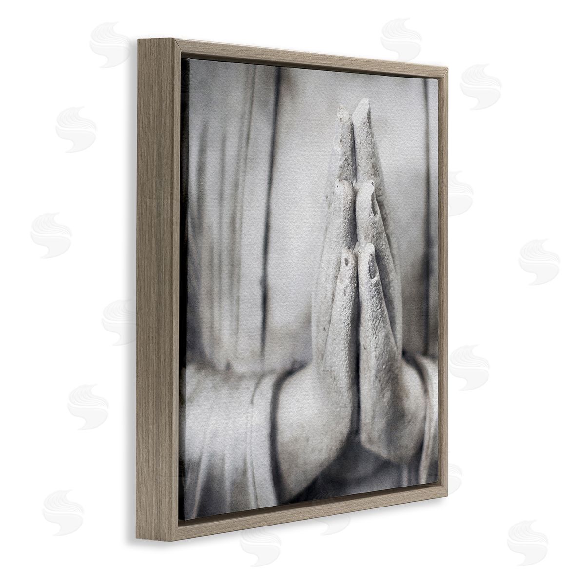 LSR Design Studio Buddha Prayer Hands Brown Floating Frame Canvas Wall Art Print