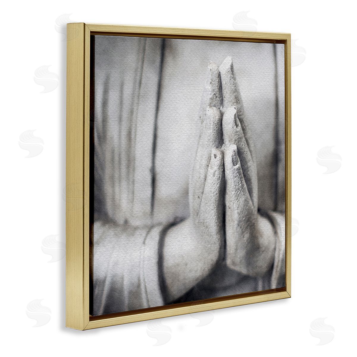 LSR Design Studio Buddha Prayer Hands Gold Floating Frame Canvas Wall Art Print