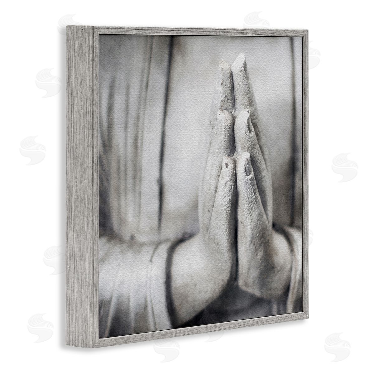 LSR Design Studio Buddha Prayer Hands Gray Framed Glicee Wall Art Print
