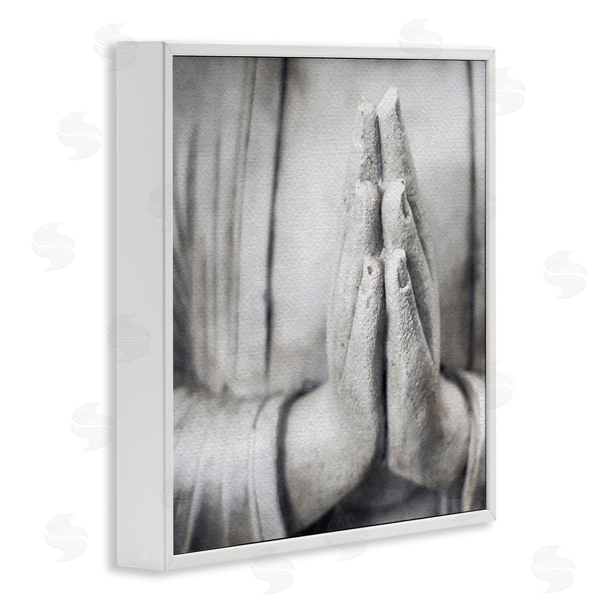 LSR Design Studio Buddha Prayer Hands White Framed Glicee Wall Art Print