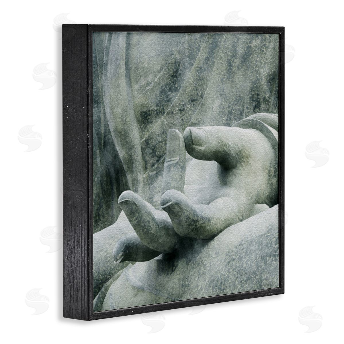 LSR Design Studio Buddha Meditation Hands Black Framed Glicee Wall Art Print