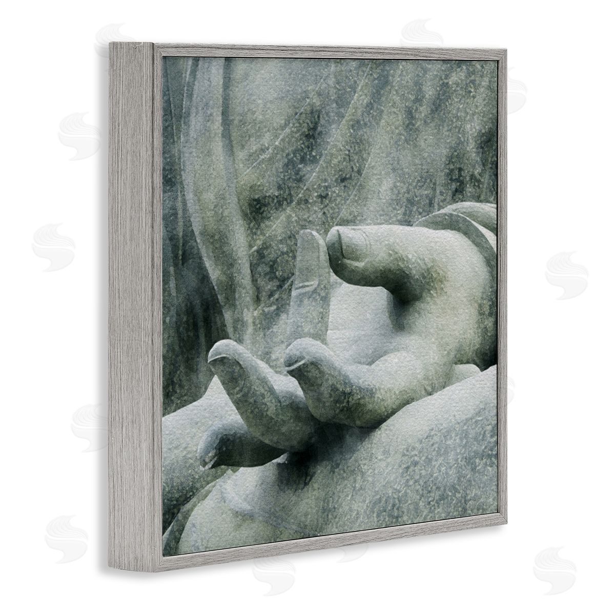 LSR Design Studio Buddha Meditation Hands Gray Framed Glicee Wall Art Print