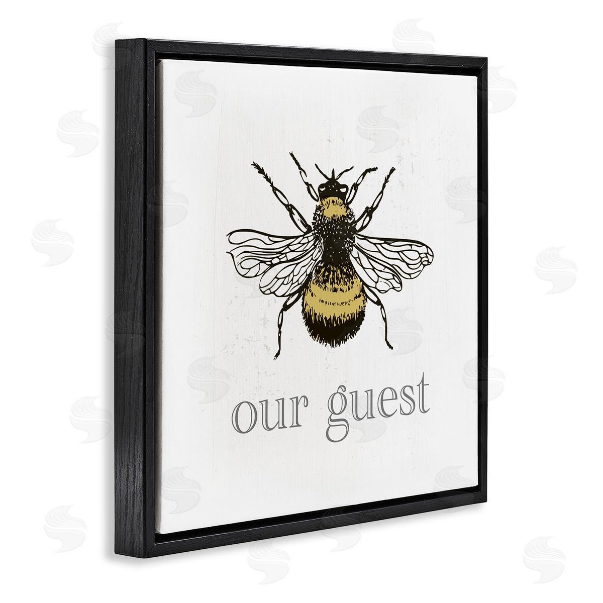 Stupell Studio Vintage Bee Our Guest Black Floating Frame Canvas Wall Art Print