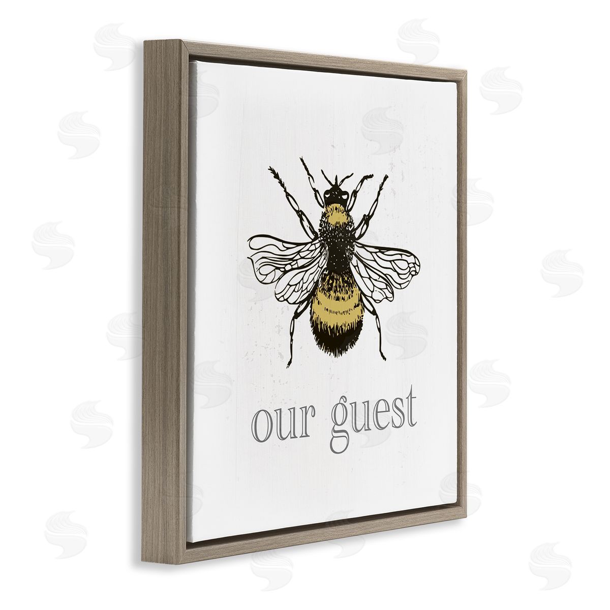 Stupell Studio Vintage Bee Our Guest Brown Floating Frame Canvas Wall Art Print