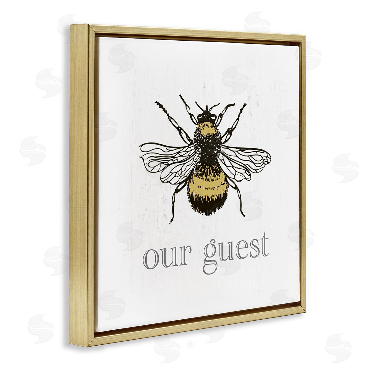 Stupell Studio Vintage Bee Our Guest Gold Floating Frame Canvas Wall Art Print