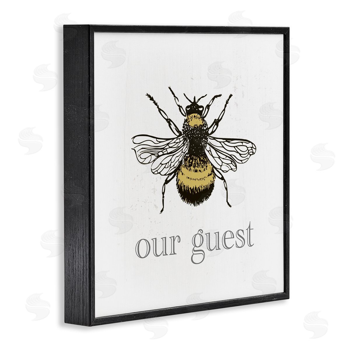 Stupell Studio Vintage Bee Our Guest Black Framed Glicee Wall Art Print