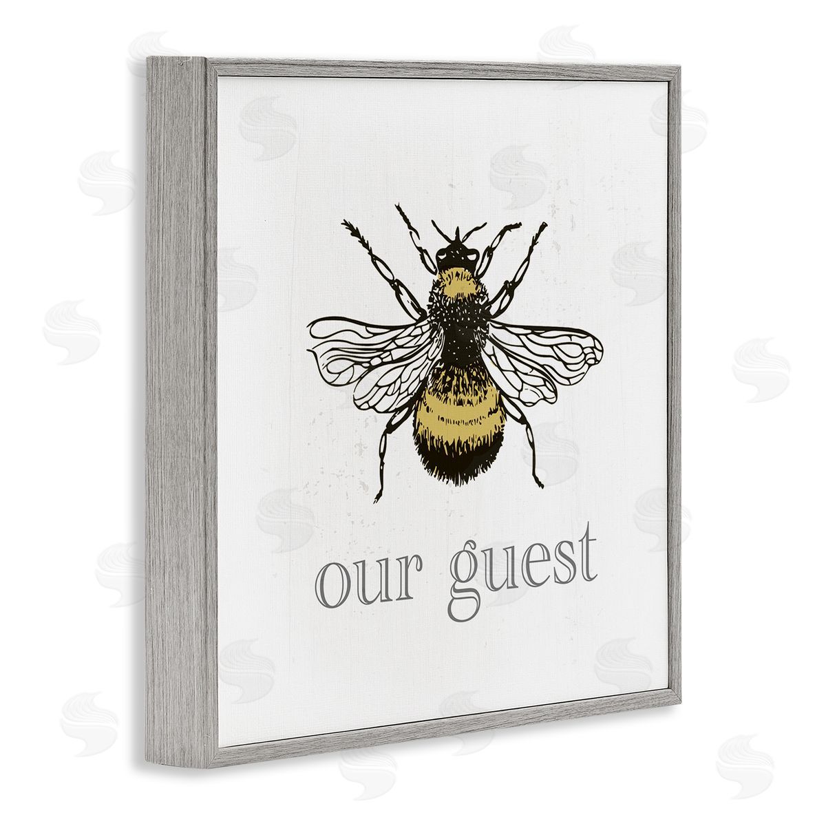 Stupell Studio Vintage Bee Our Guest Gray Framed Glicee Wall Art Print