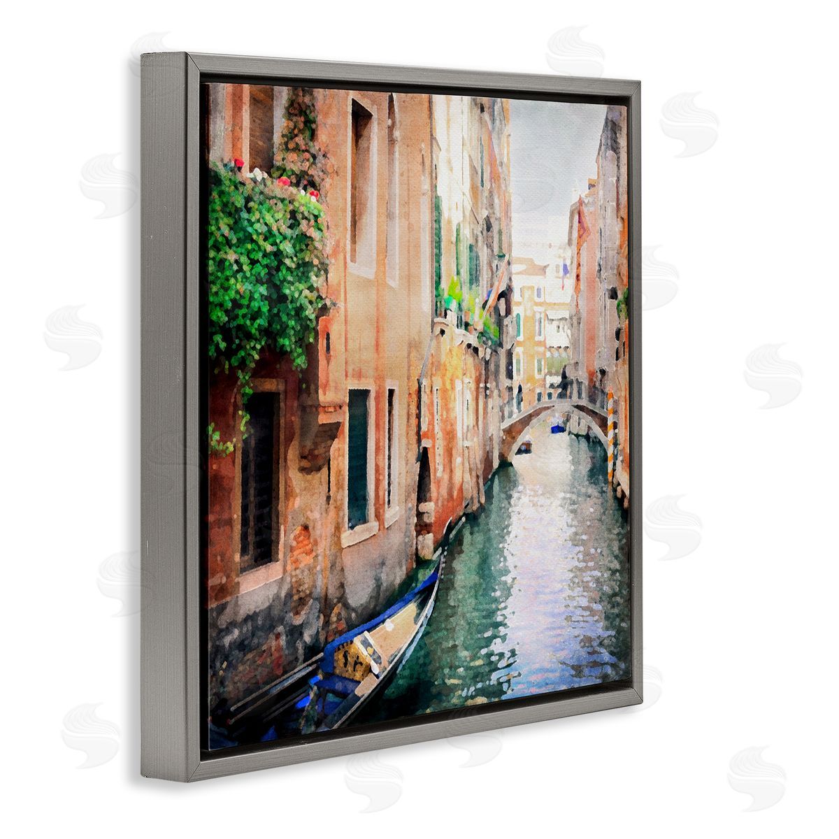 LSR Design Studio Gondola in Canal Gray Floating Frame Canvas Wall Art Print