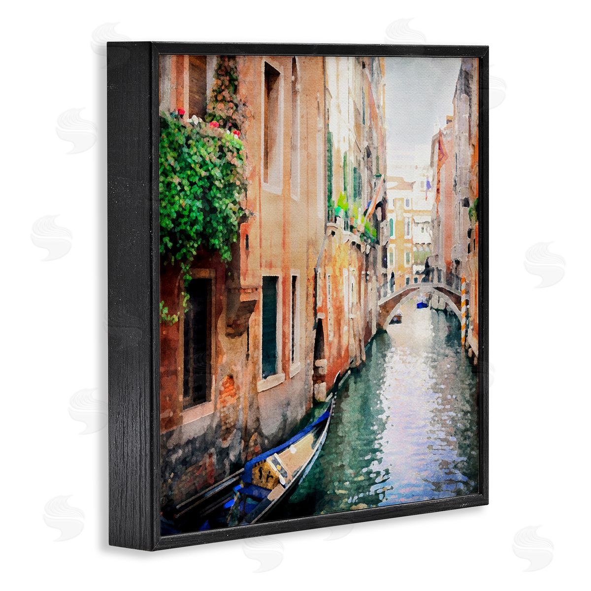 LSR Design Studio Gondola in Canal Black Framed Glicee Wall Art Print
