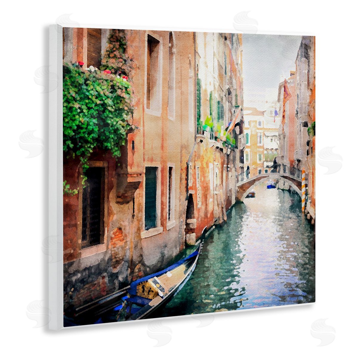 LSR Design Studio Gondola in Canal Wooden Wall Plaque Art Print