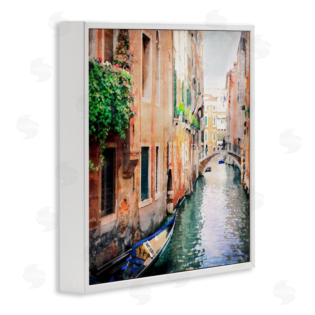 LSR Design Studio Gondola in Canal White Framed Glicee Wall Art Print