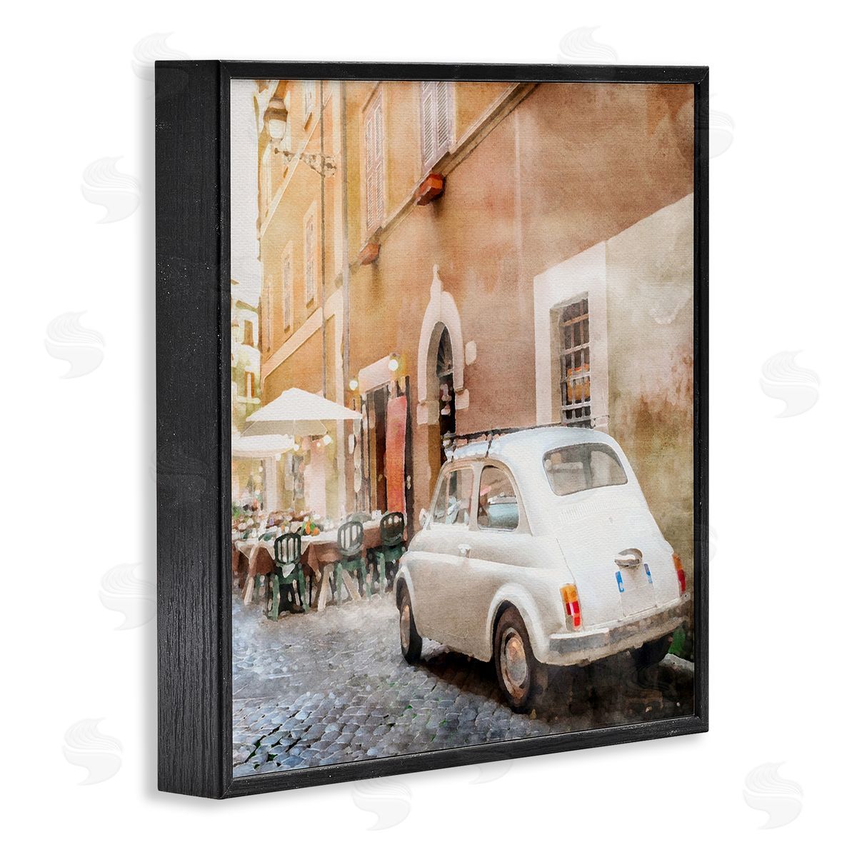 LSR Design Studio White Buggy in City Black Framed Glicee Wall Art Print