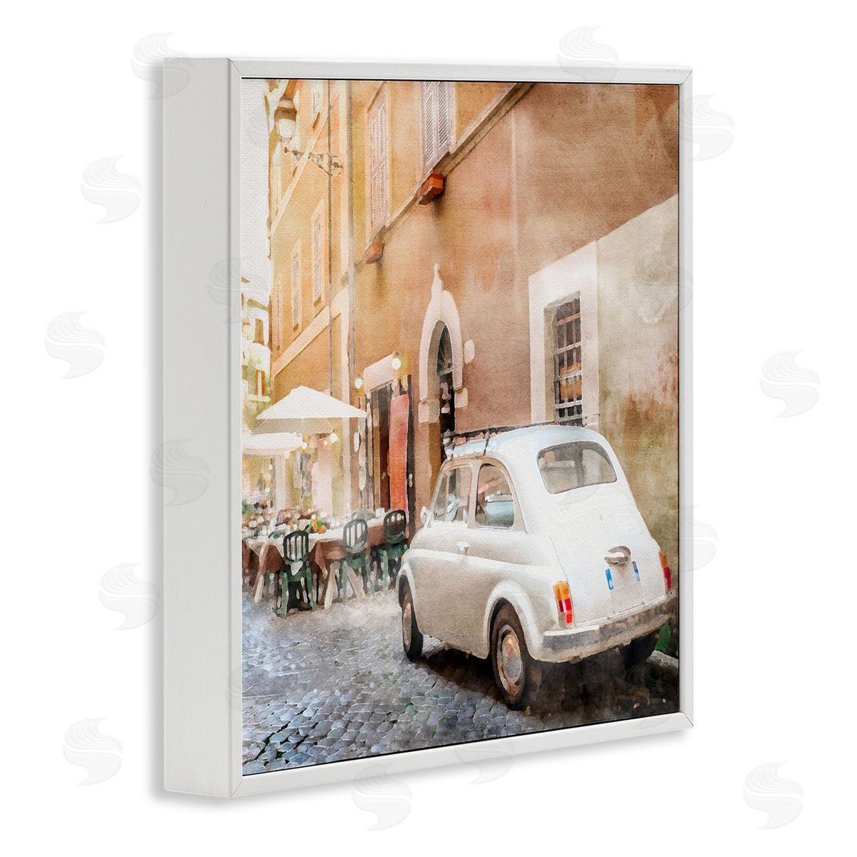 LSR Design Studio White Buggy in City White Framed Glicee Wall Art Print