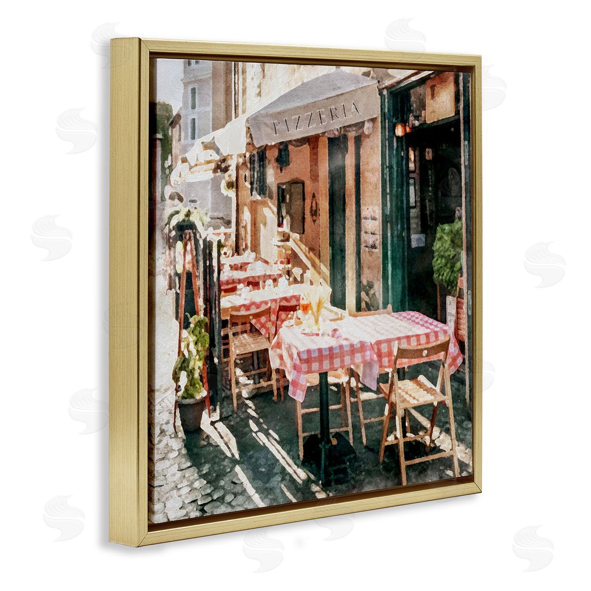 LSR Design Studio Italian Bistro Scene Gold Floating Frame Canvas Wall Art Print