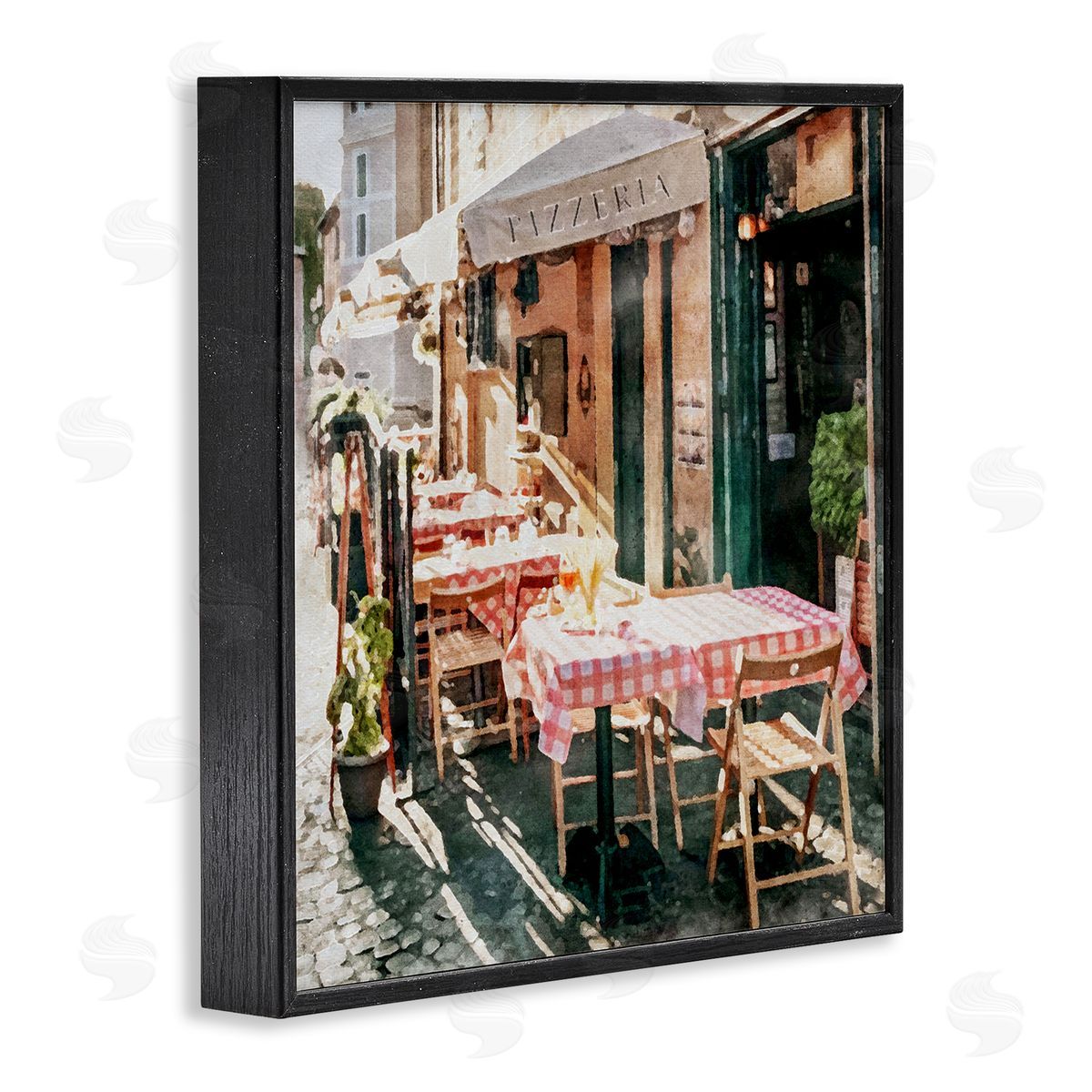 LSR Design Studio Italian Bistro Scene Black Framed Glicee Wall Art Print