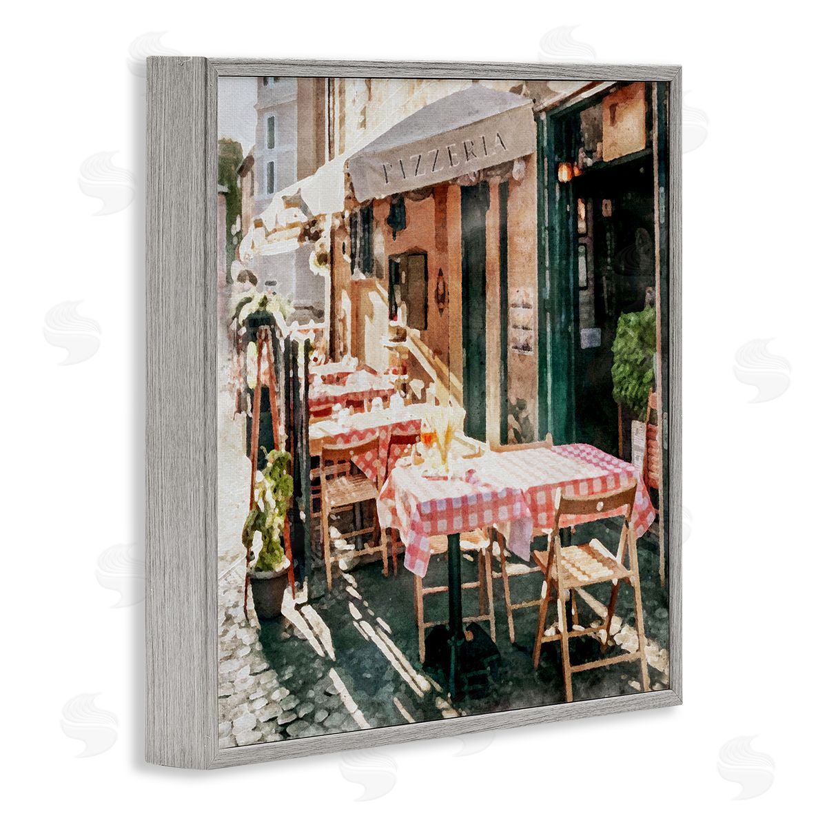 LSR Design Studio Italian Bistro Scene Gray Framed Glicee Wall Art Print