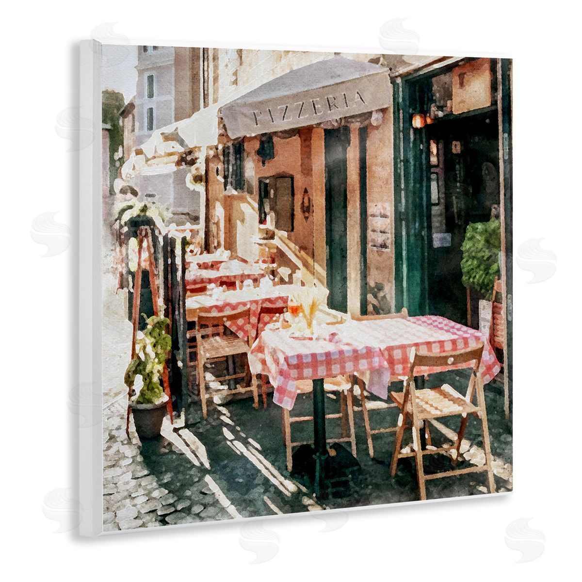 LSR Design Studio Italian Bistro Scene Wooden Wall Plaque Art Print