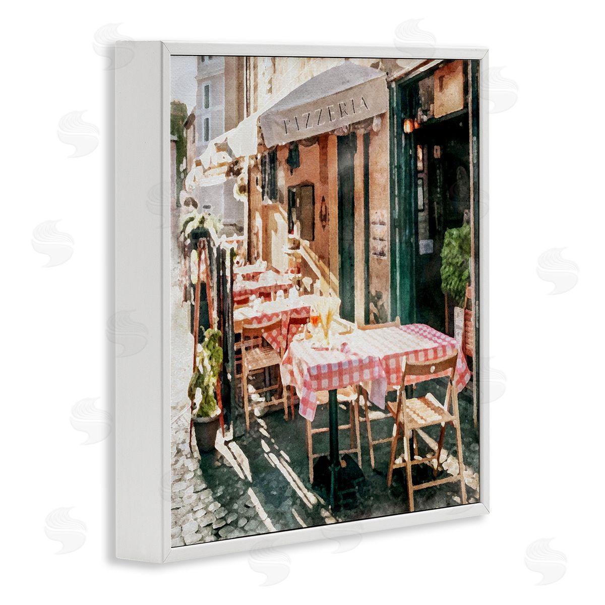 LSR Design Studio Italian Bistro Scene White Framed Glicee Wall Art Print