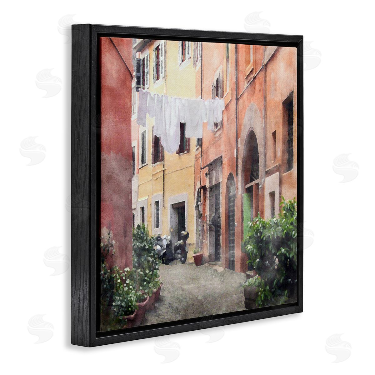 LSR Design Studio Italy Street View Black Floating Frame Canvas Wall Art Print