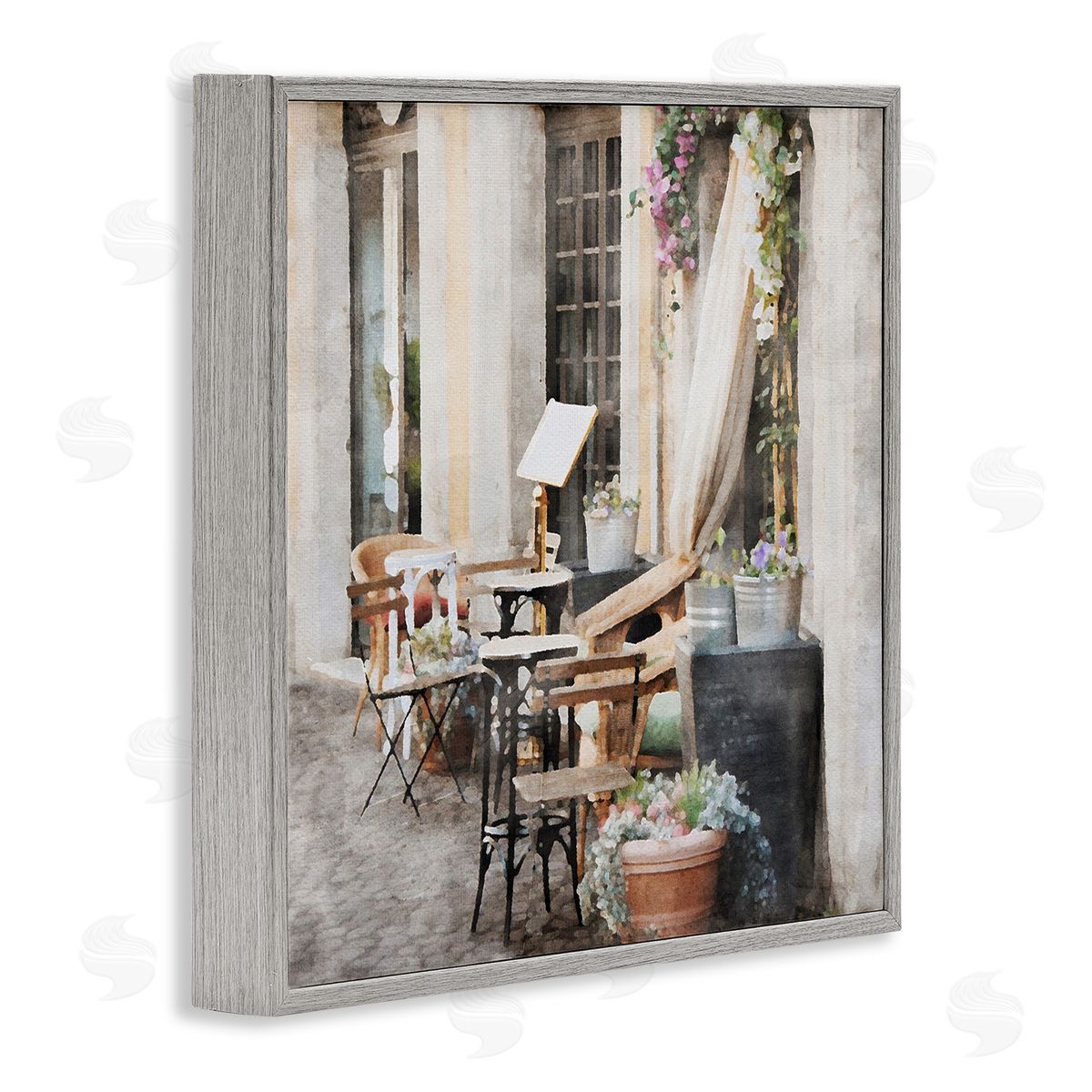 LSR Design Studio Floral Patio View Gray Framed Glicee Wall Art Print
