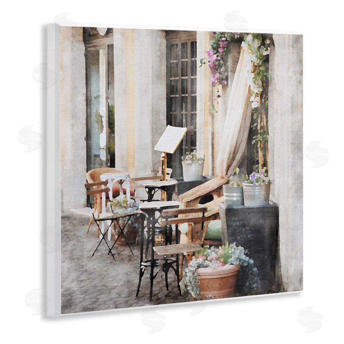 LSR Design Studio Floral Patio View Wooden Wall Plaque Art Print