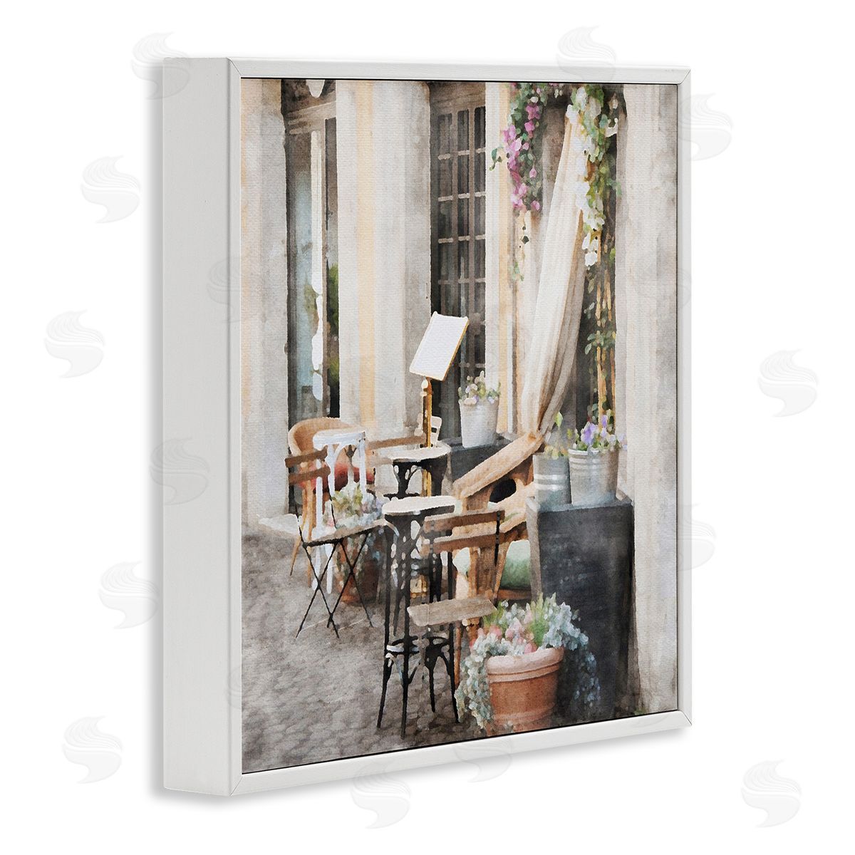 LSR Design Studio Floral Patio View White Framed Glicee Wall Art Print