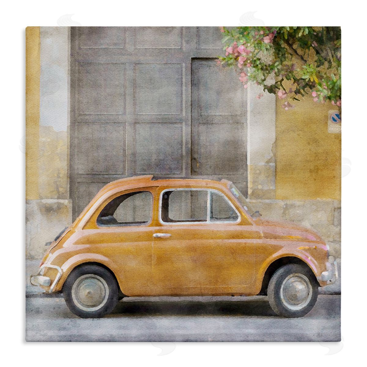 LSR Design Studio Yellow Buggy Car Stretched Canvas Wall Art Print