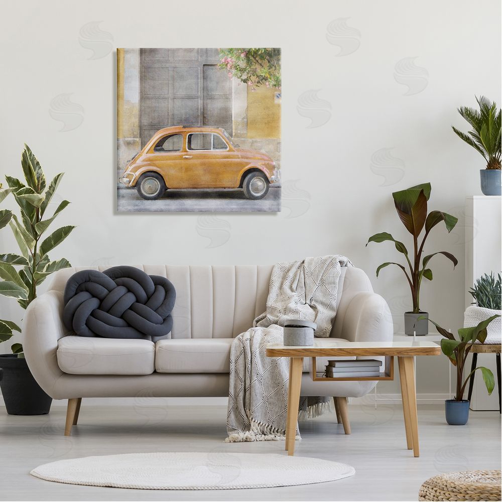 LSR Design Studio Yellow Buggy Car Canvas Wall Art in Room
