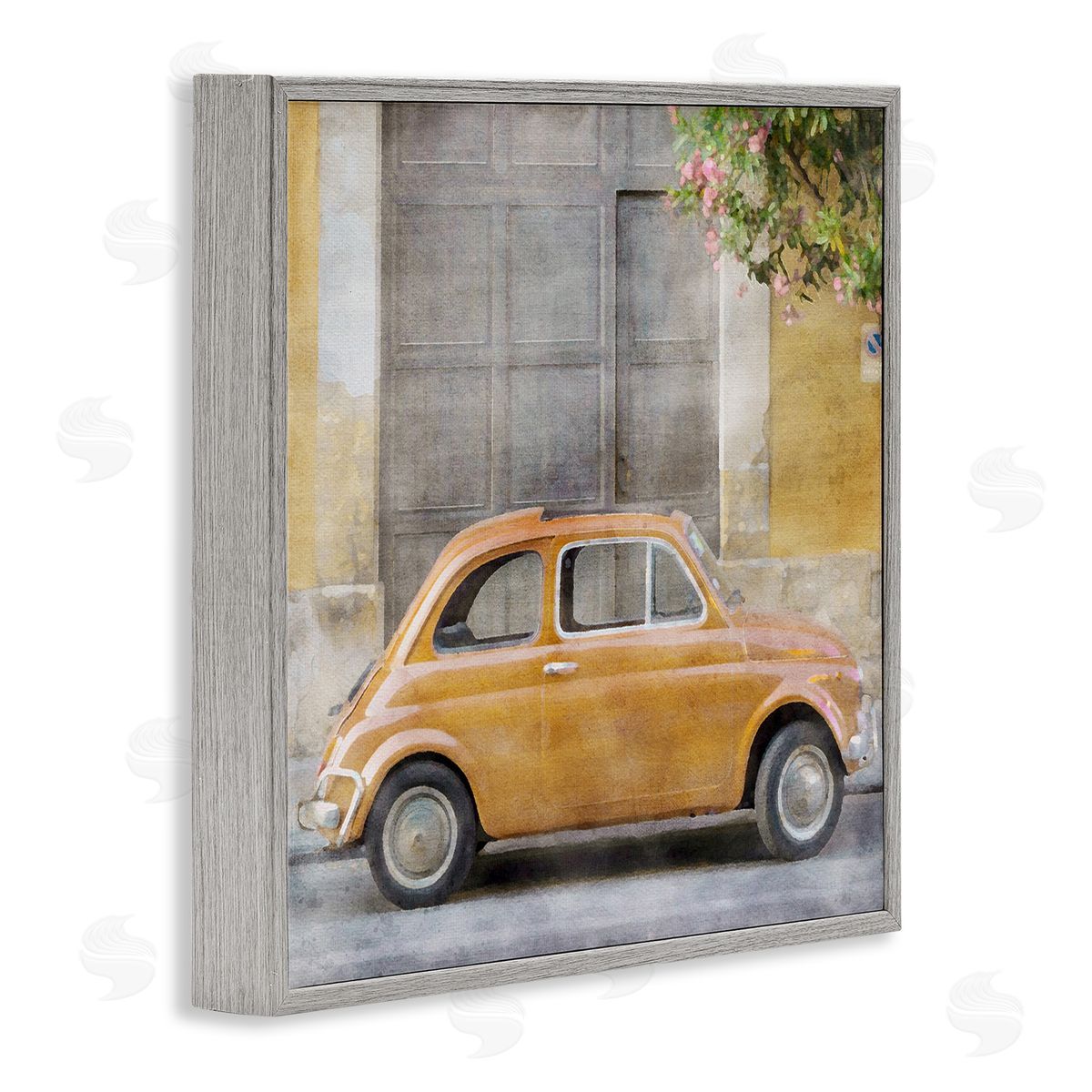 LSR Design Studio Yellow Buggy Car Gray Framed Glicee Wall Art Print