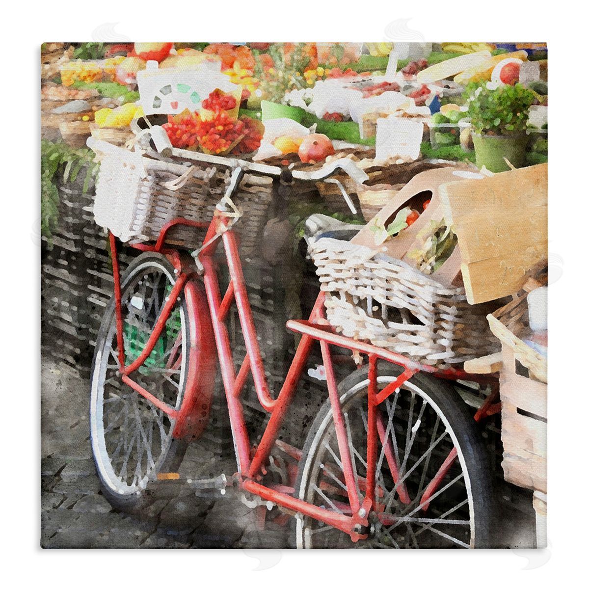 LSR Design Studio Bike at Farmer's Market Stretched Canvas Wall Art Print