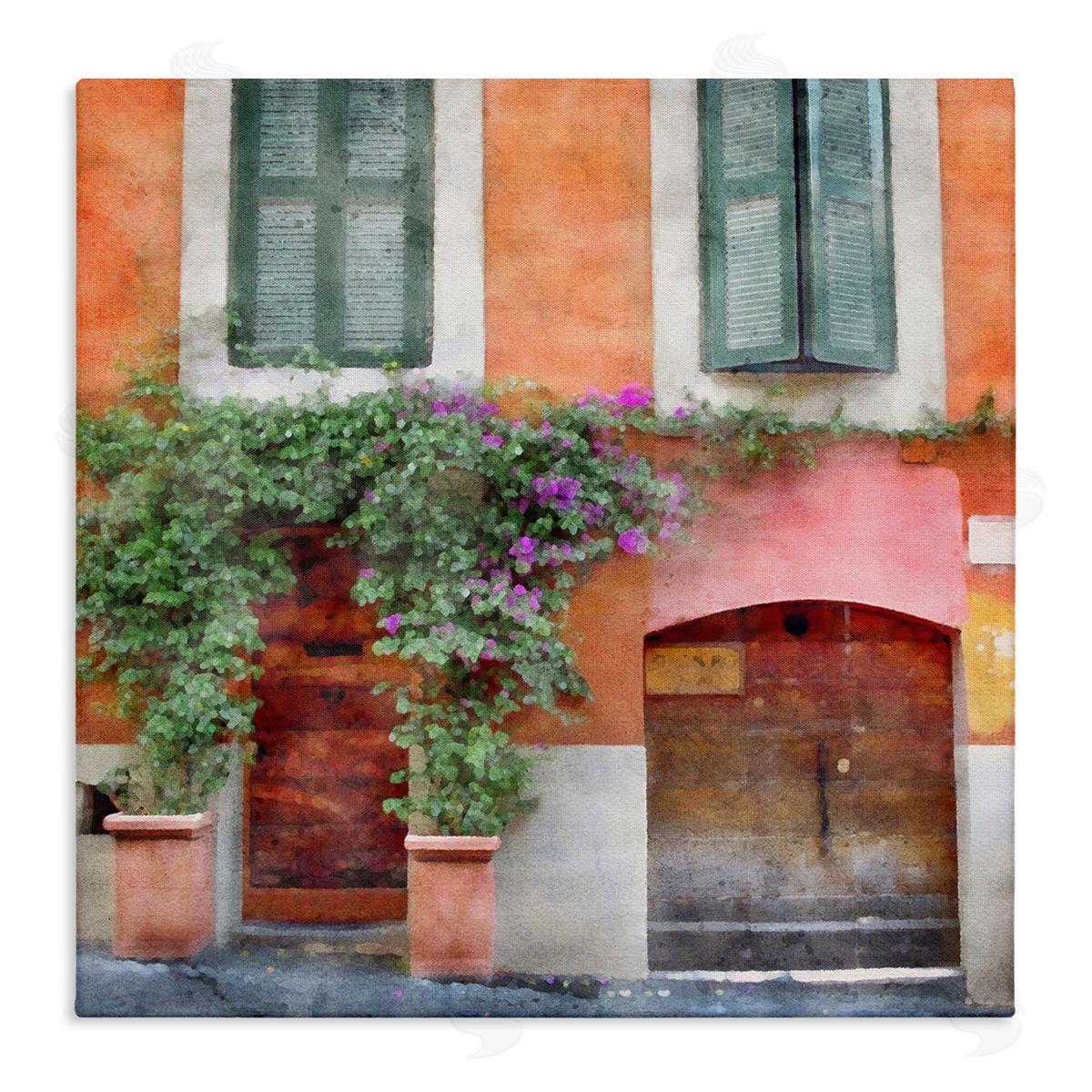 LSR Design Studio Floral Building in Italy Stretched Canvas Wall Art Print