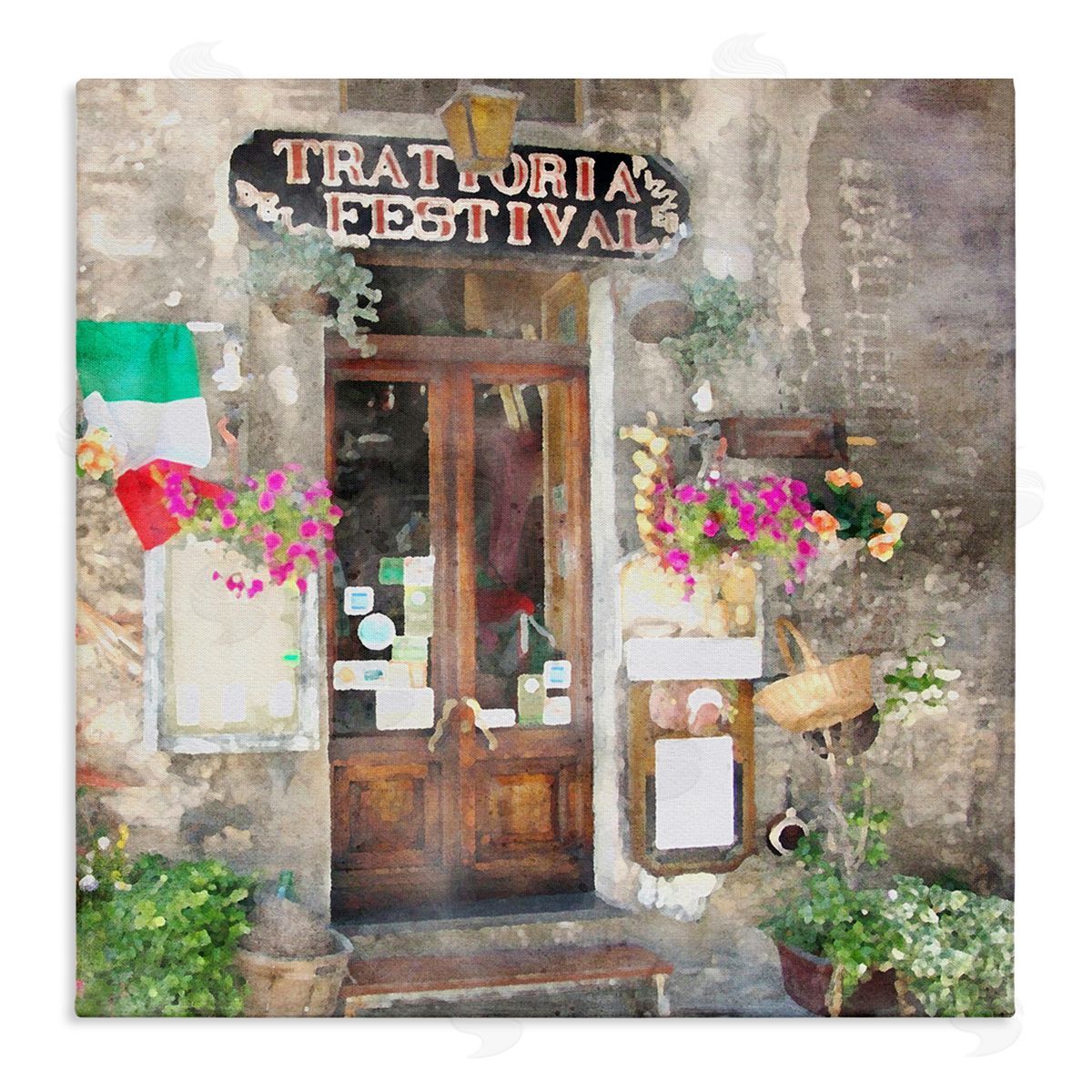 LSR Design Studio Festive Italian Doorway Stretched Canvas Wall Art Print