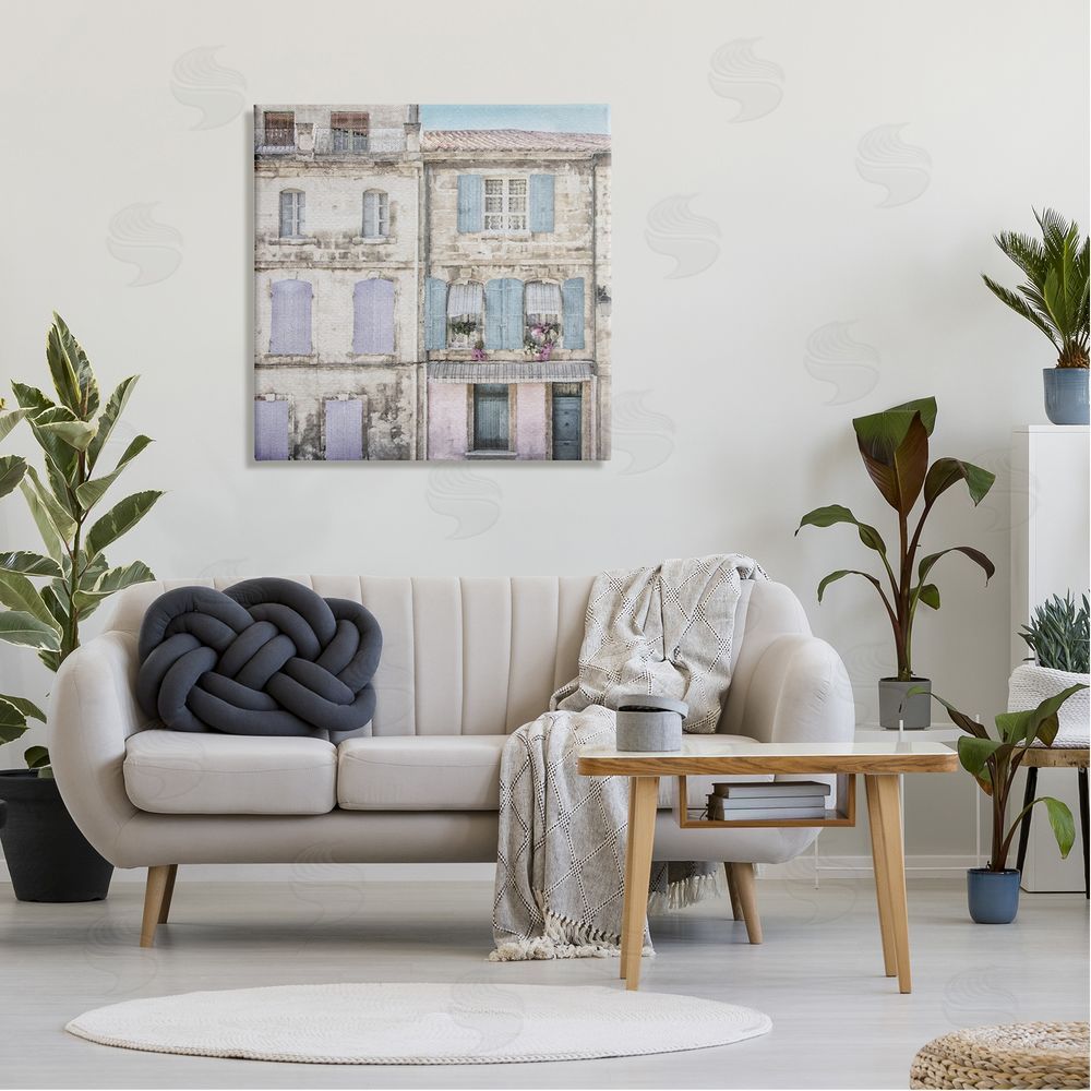 LSR Design Studio Urban Pastel Buildings Canvas Wall Art in Room