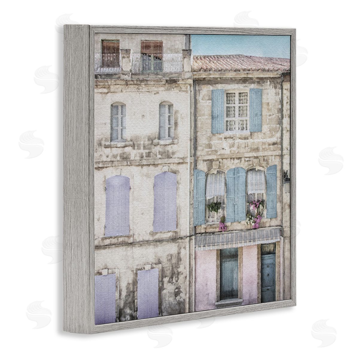 LSR Design Studio Urban Pastel Buildings Gray Framed Glicee Wall Art Print