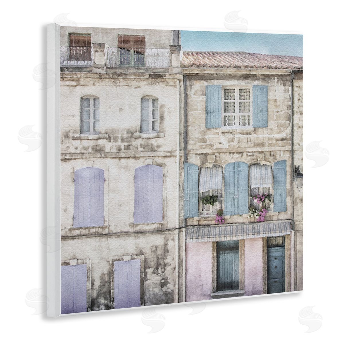 LSR Design Studio Urban Pastel Buildings Wooden Wall Plaque Art Print