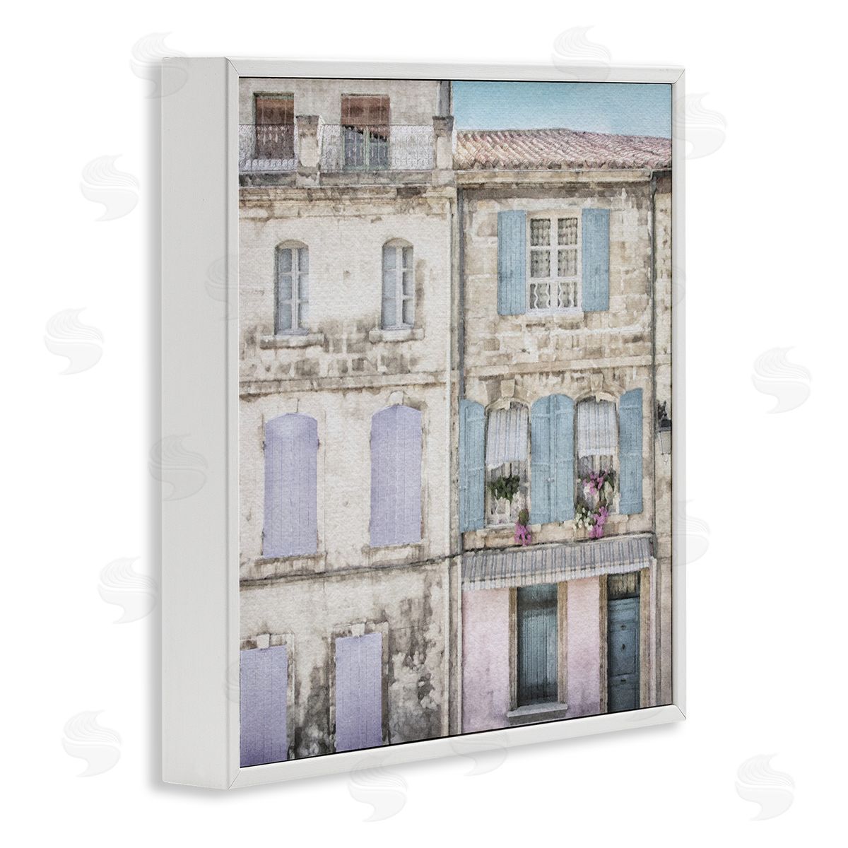 LSR Design Studio Urban Pastel Buildings White Framed Glicee Wall Art Print