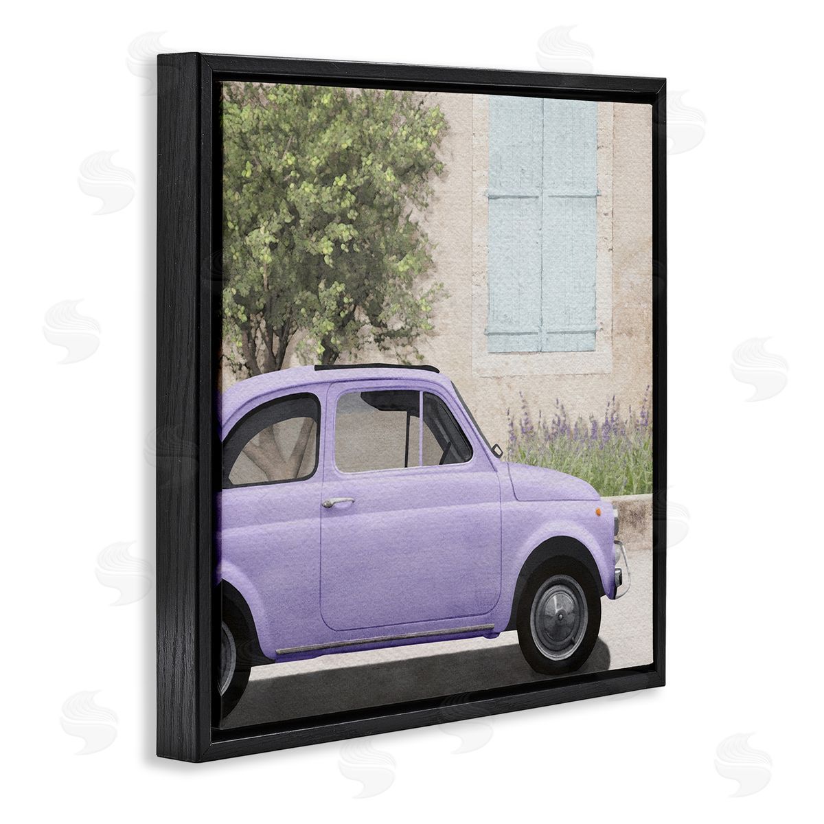 LSR Design Studio Antique Purple Buggy Black Floating Frame Canvas Wall Art Print
