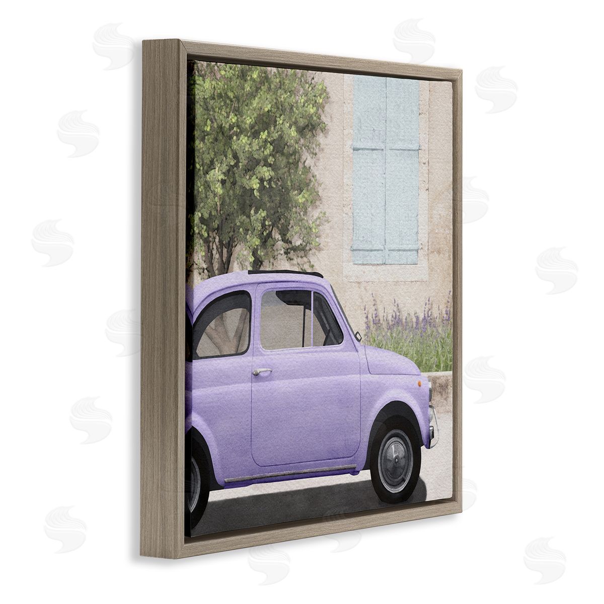 LSR Design Studio Antique Purple Buggy Brown Floating Frame Canvas Wall Art Print