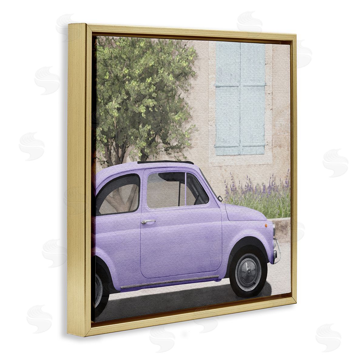 LSR Design Studio Antique Purple Buggy Gold Floating Frame Canvas Wall Art Print