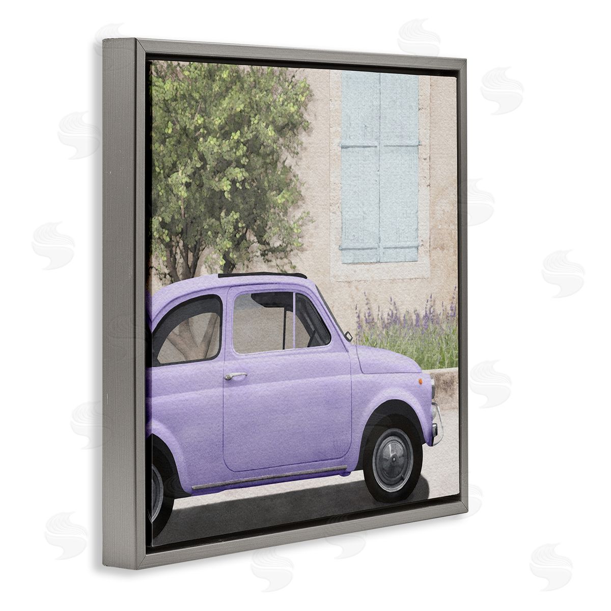 LSR Design Studio Antique Purple Buggy Gray Floating Frame Canvas Wall Art Print