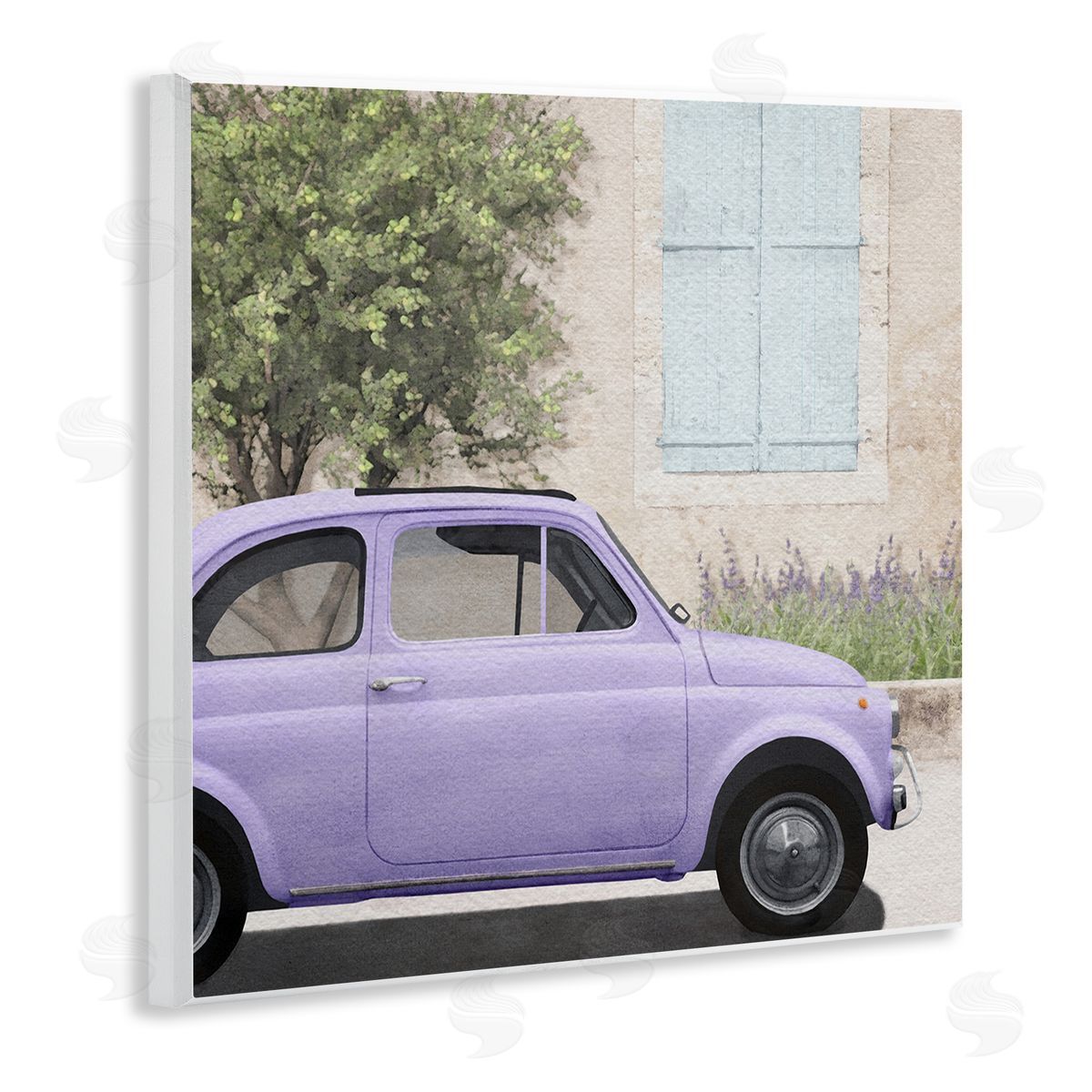 LSR Design Studio Antique Purple Buggy Wooden Wall Plaque Art Print