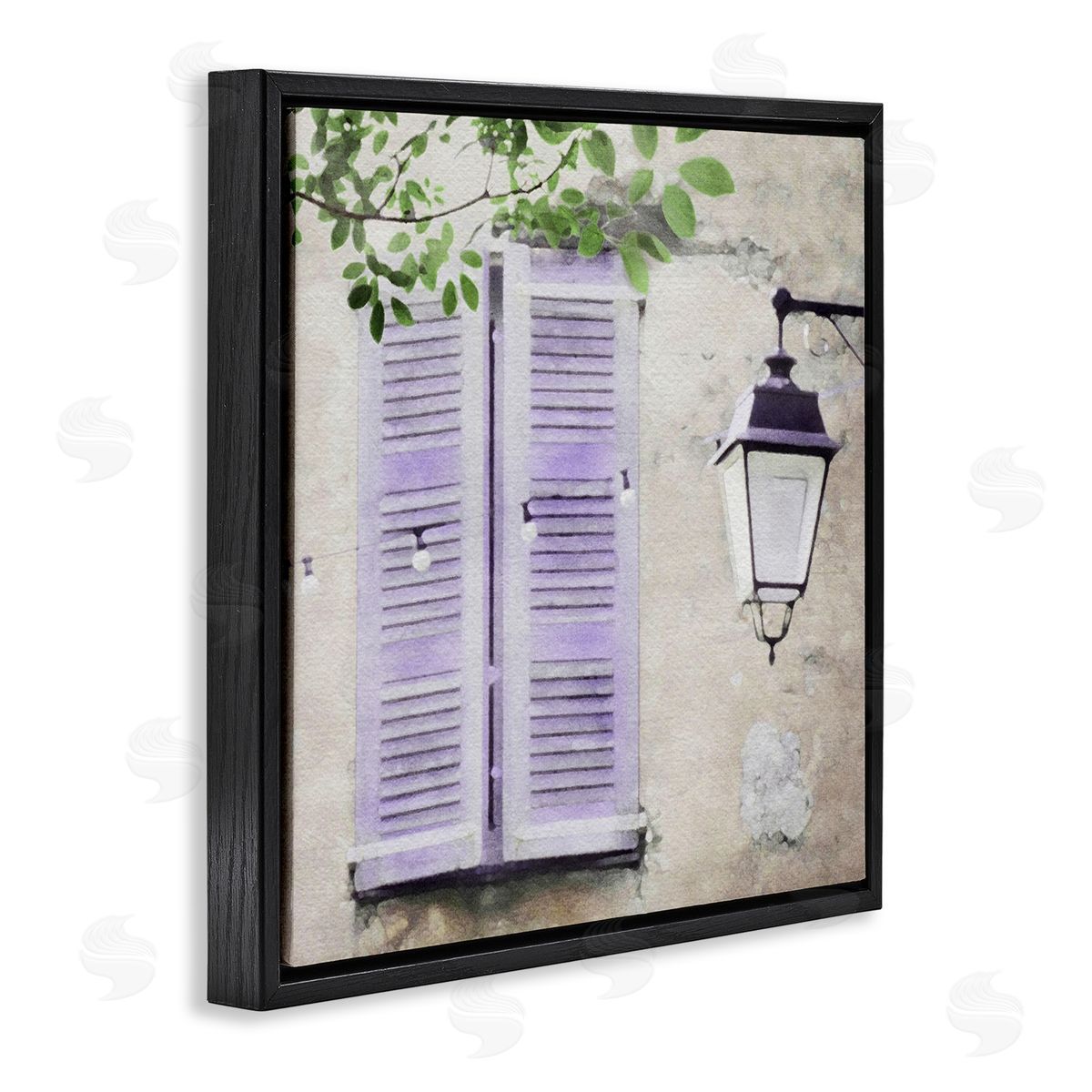 LSR Design Studio Purple Shutters Scenery Black Floating Frame Canvas Wall Art Print