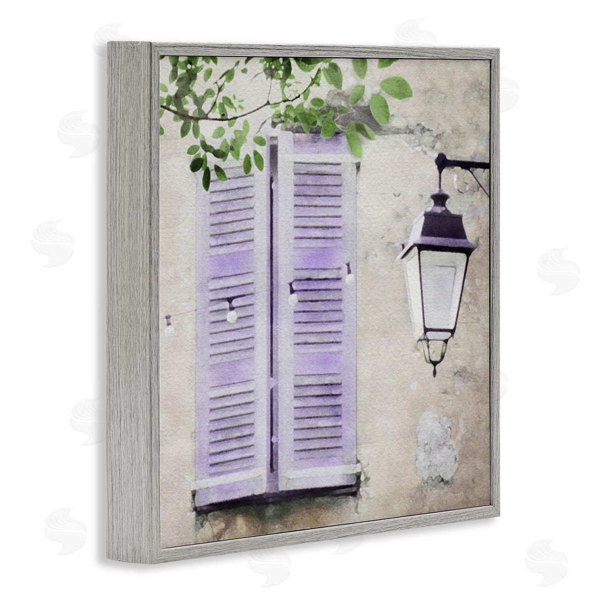 LSR Design Studio Purple Shutters Scenery Gray Framed Glicee Wall Art Print