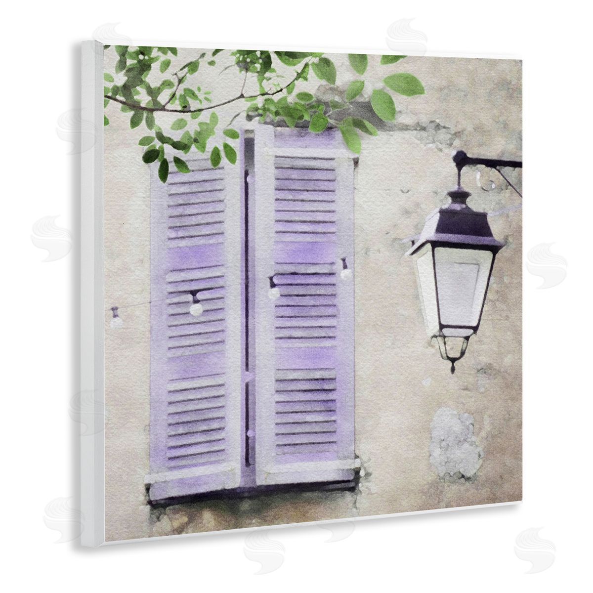 LSR Design Studio Purple Shutters Scenery Wooden Wall Plaque Art Print