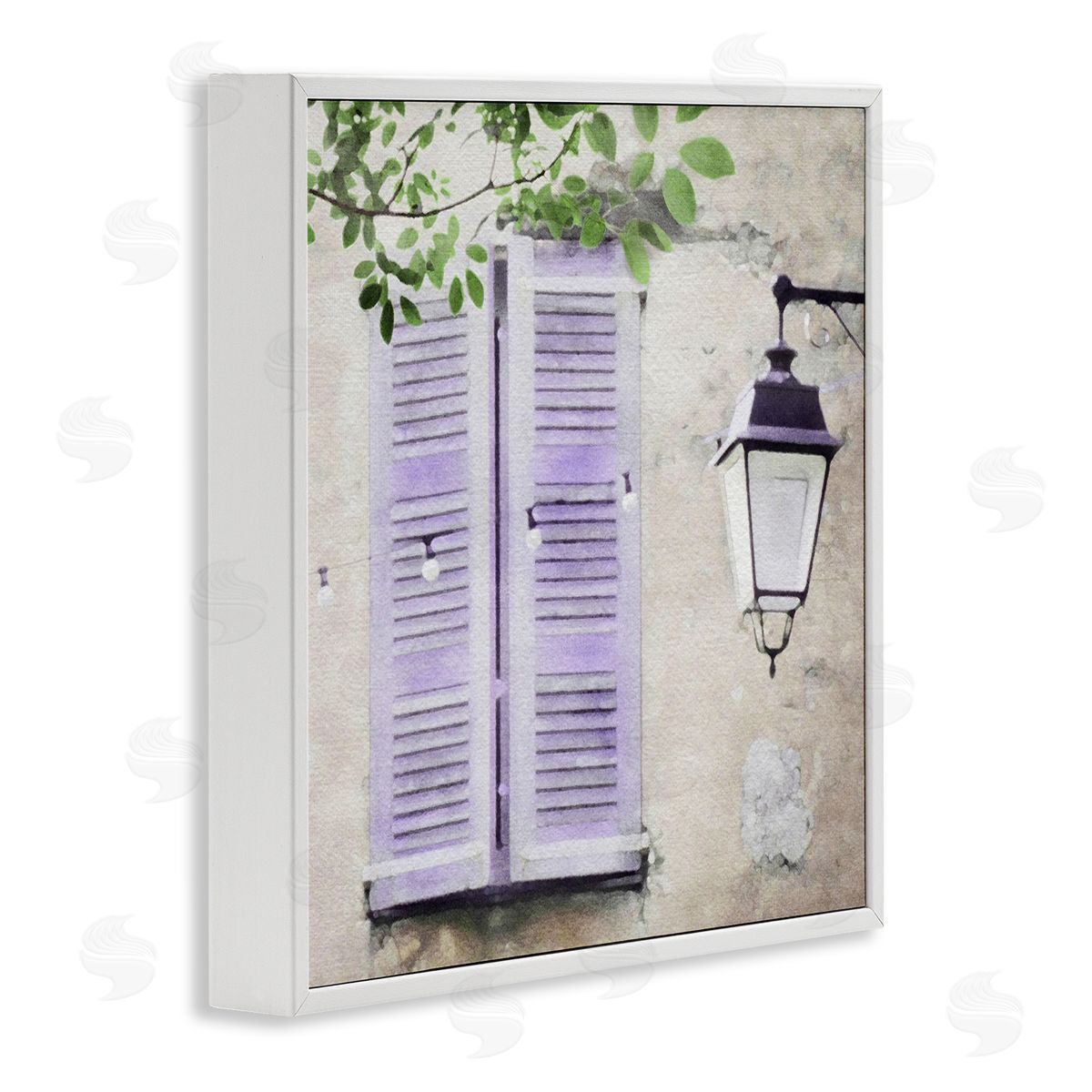 LSR Design Studio Purple Shutters Scenery White Framed Glicee Wall Art Print